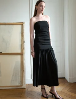 Claudia Ruched Strapless Maxi Dress