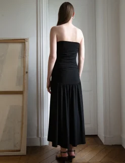 Claudia Ruched Strapless Maxi Dress