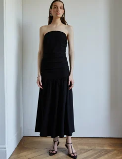 Claudia Ruched Strapless Maxi Dress