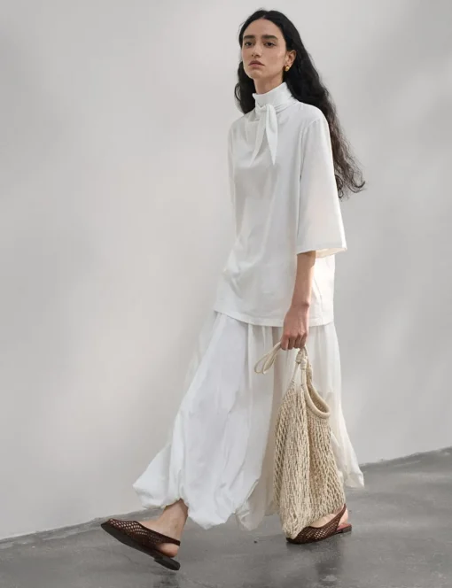 Cotton Neck-Tie Tee