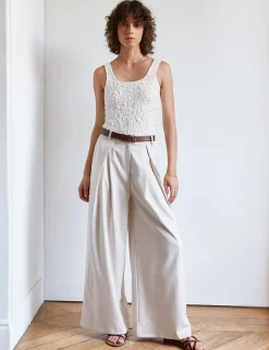 Cream Crinkled Tank