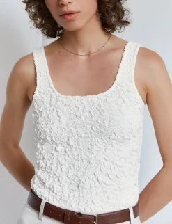 Cream Crinkled Tank