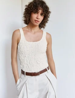 Cream Crinkled Tank