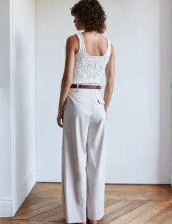 Cream Crinkled Tank