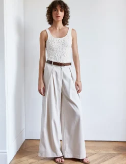 Cream Crinkled Tank