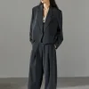Dani Cropped Boxy Blazer in Charcoal