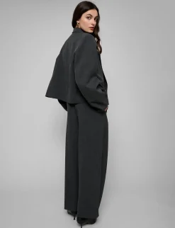 Dani Cropped Boxy Blazer in Charcoal