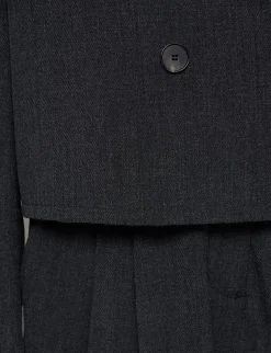 Dani Cropped Boxy Blazer in Charcoal