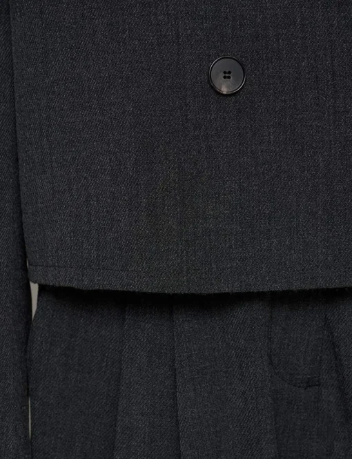 Dani Cropped Boxy Blazer in Charcoal