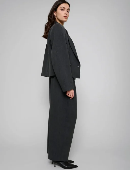 Dani Cropped Boxy Blazer in Charcoal