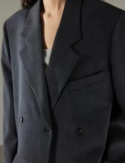 Dani Cropped Boxy Blazer in Charcoal
