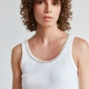 Diamond Neckline White Tank