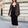 Dominique Bustier Ruched Dress-BESTSELLER