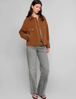 Faux Suede Moto Zip Jacket