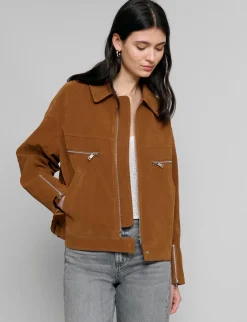 Faux Suede Moto Zip Jacket