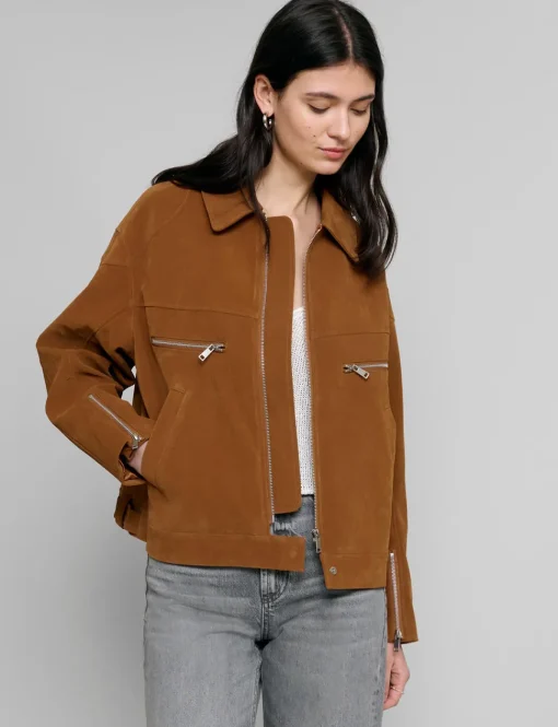Faux Suede Moto Zip Jacket