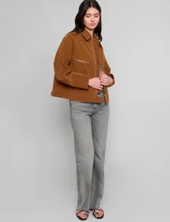 Faux Suede Moto Zip Jacket