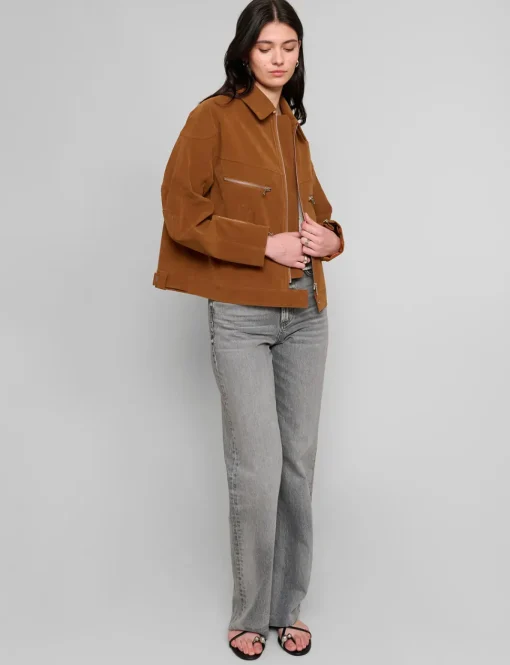Faux Suede Moto Zip Jacket