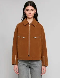 Faux Suede Moto Zip Jacket
