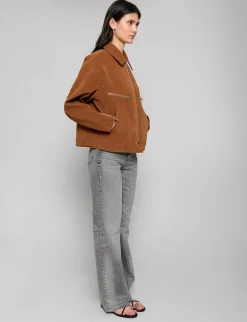 Faux Suede Moto Zip Jacket