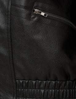 Fur Collar Leather Bomber jacket