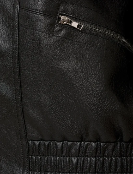 Fur Collar Leather Bomber jacket