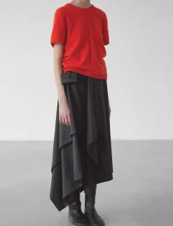 Grey Asymmetric Scarf Skirt