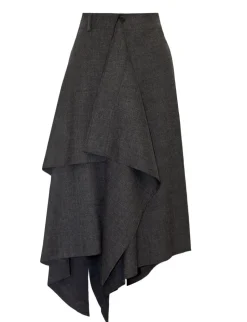 Grey Asymmetric Scarf Skirt
