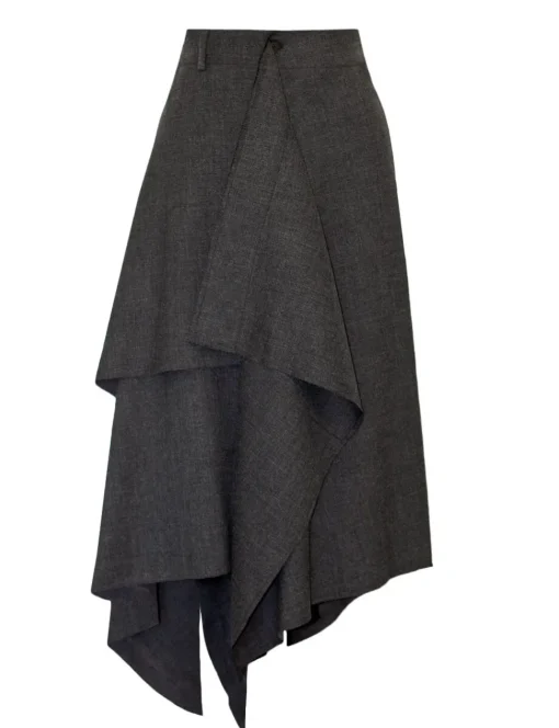 Grey Asymmetric Scarf Skirt