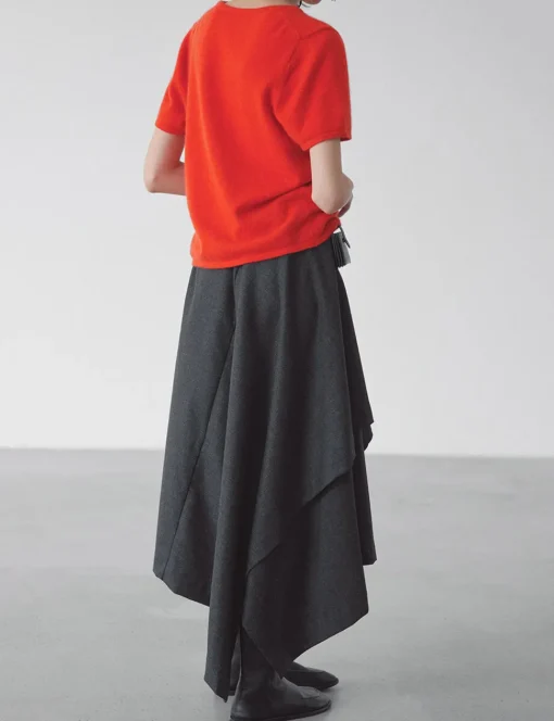 Grey Asymmetric Scarf Skirt