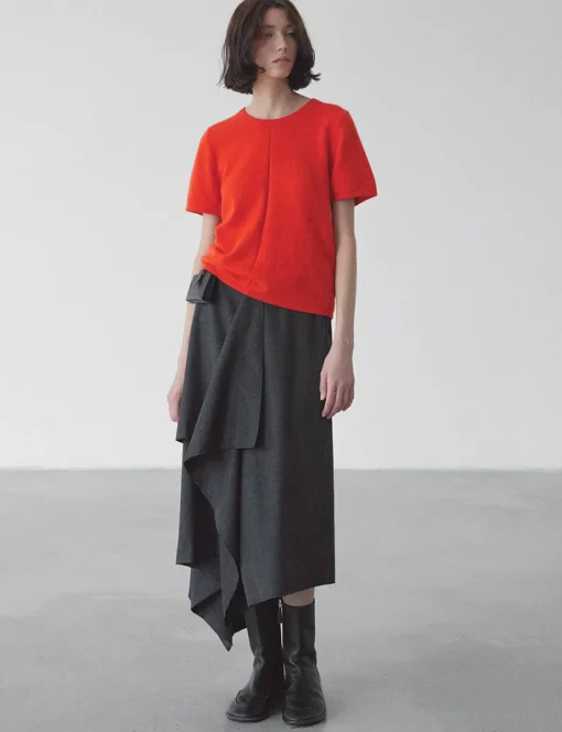 Grey Asymmetric Scarf Skirt