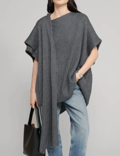 Grey Knit Cape Top