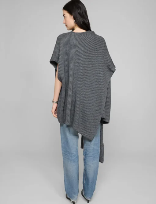 Grey Knit Cape Top