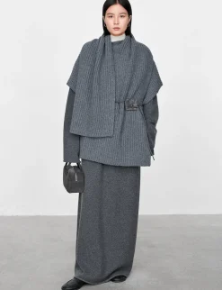 Grey Knit Cape Top