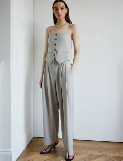 Grey Pleated Pants-BESTSELLER