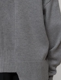 Grey Scarf Button Sweater