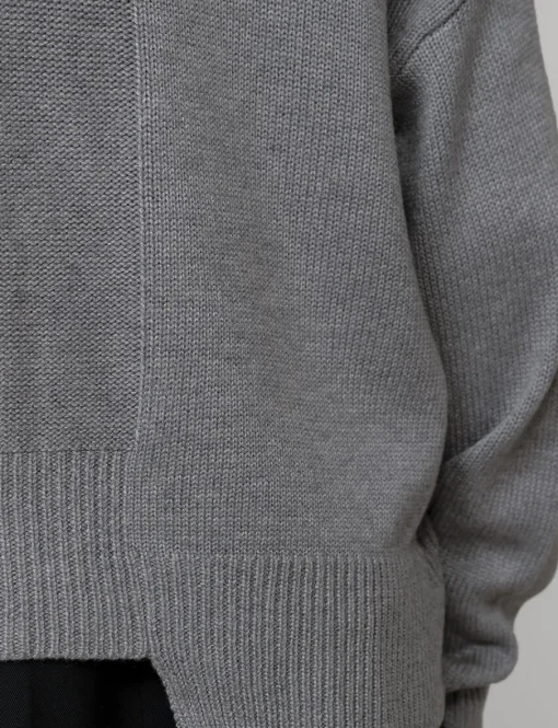 Grey Scarf Button Sweater