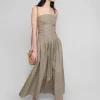 Khaki Strapless Dress-BESTSELLER