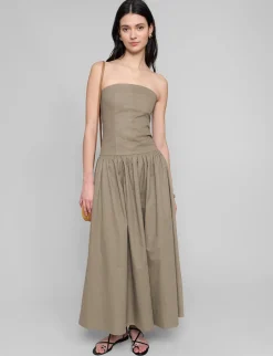 Khaki Strapless Dress-BESTSELLER