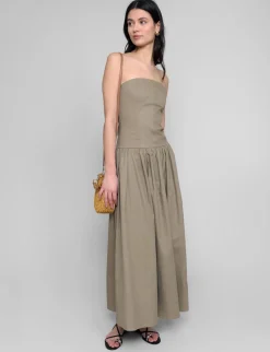 Khaki Strapless Dress-BESTSELLER