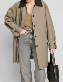 Leather Collar Cotton Coat