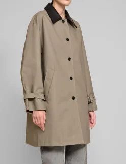 Leather Collar Cotton Coat