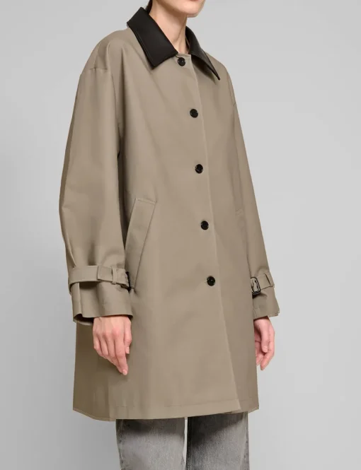 Leather Collar Cotton Coat