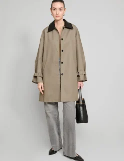 Leather Collar Cotton Coat