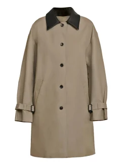 Leather Collar Cotton Coat