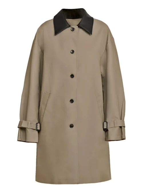 Leather Collar Cotton Coat
