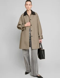 Leather Collar Cotton Coat