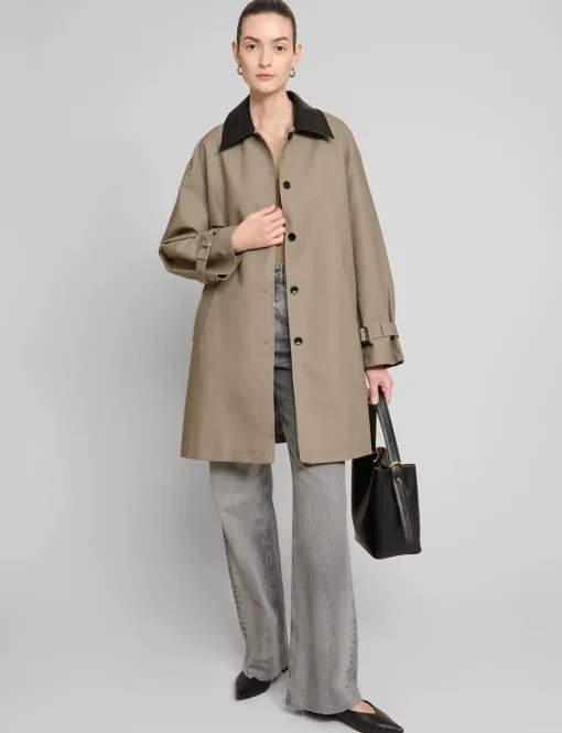 Leather Collar Cotton Coat
