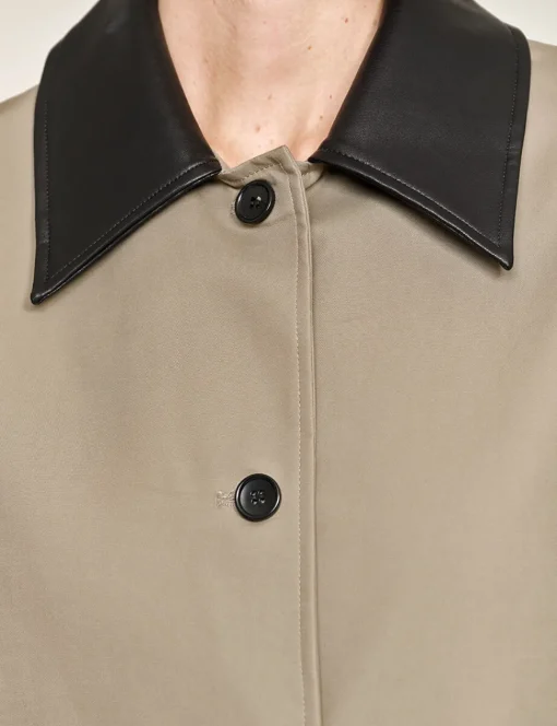 Leather Collar Cotton Coat