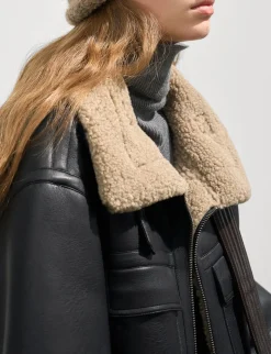 Leather Shearling Cargo Pocket Coat